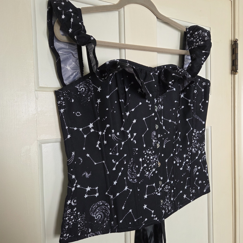 Corset Story Black Off Shoulder Constellation Print Corset Top (UK 20, US 14) - Picture 2 of 5